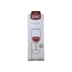 Steady Sticks - 2 Wine Glass Holders for Picnics - Gold Finish New In Pkg Winery